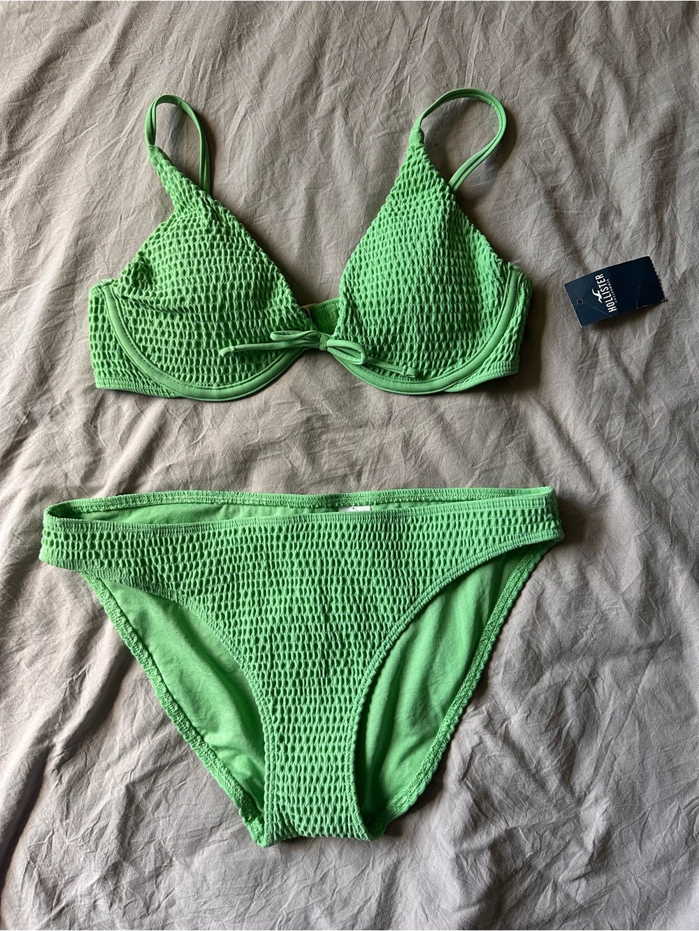 Hollister Lime Green Textured Bikini Set